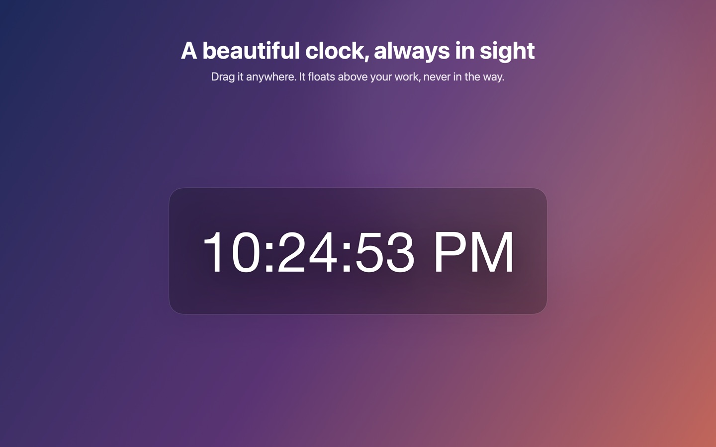 The floating clock on a Mac desktop