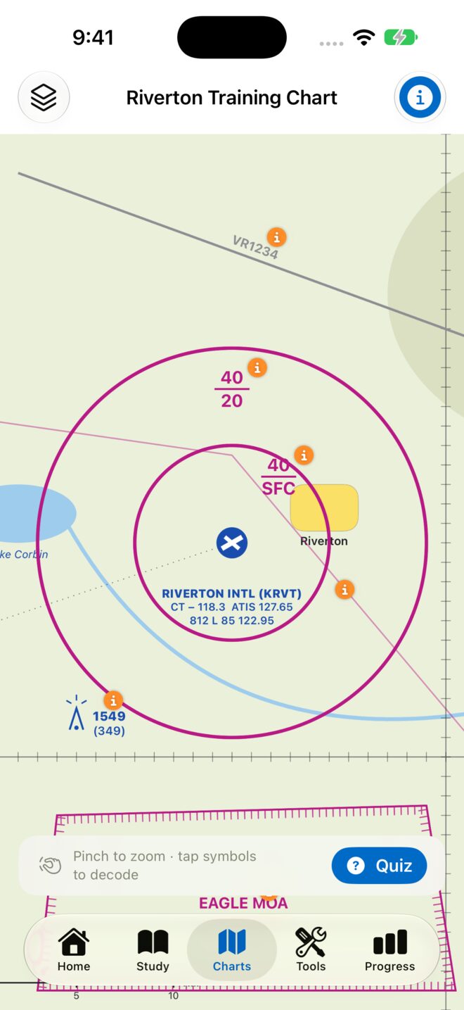 Interactive training sectional chart
